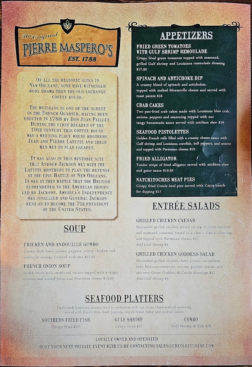 The Original Pierre Maspero's Menu - Image 2