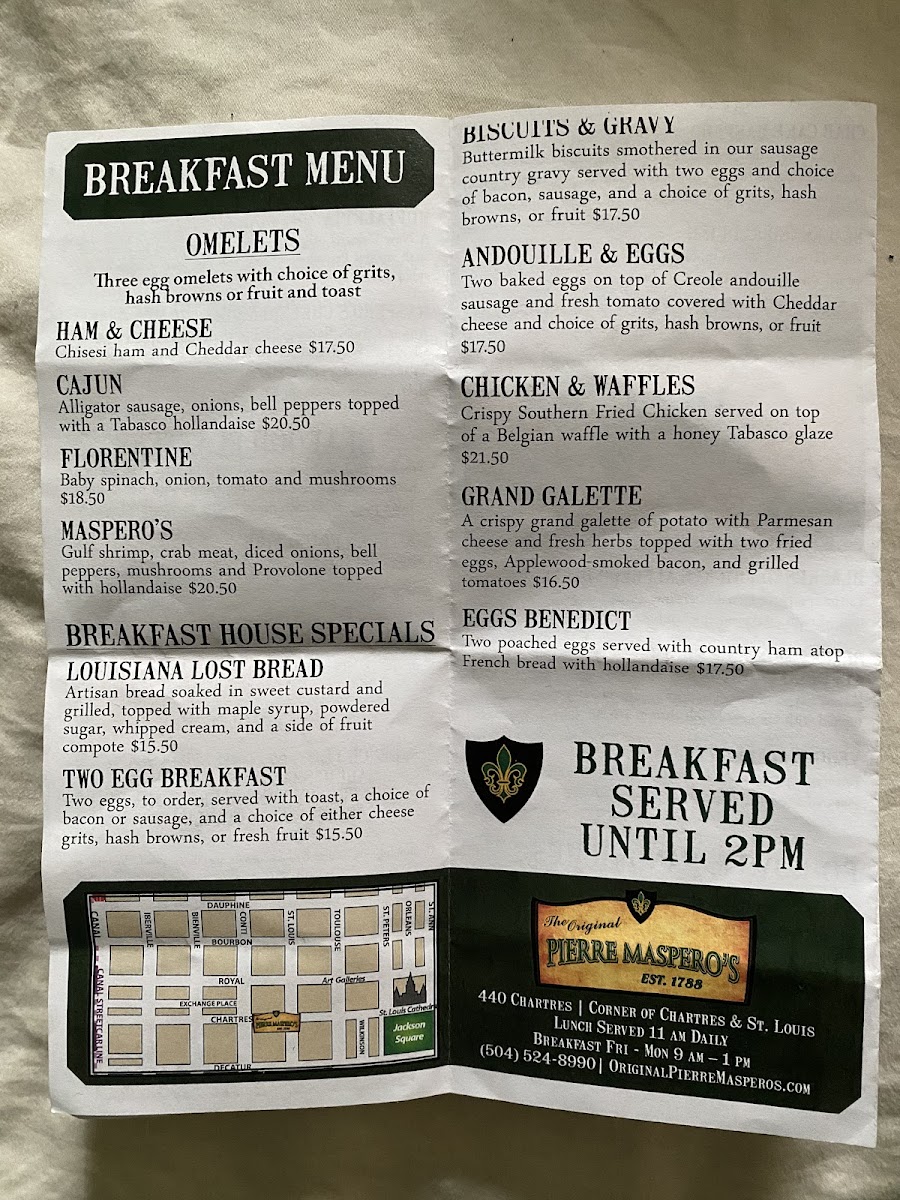 The Original Pierre Maspero's Menu - Image 3